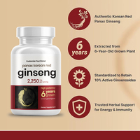 Complément de ginsénosides à 5 % sous marque privée, 120 capsules, Maca, Peptide d'huître, Ginseng rouge coréen Panax en capsules