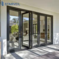 Porte pliante de terrasse de centre commercial en aluminium à double vitrage, entrée commerciale à rupture de pont thermique