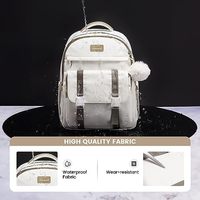 Sac à dos scolaire unisexe en Oxford imperméable beige-khaki, sac à livres mignon pour enfant, grand compartiment pour ordinateur portable de 15,6 pouces, style sac à main