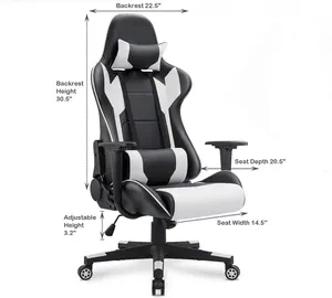 ALNUNU Gaming Chair, Racing Executive Ergonomisch verstellbarer Drehstuhl mit Kopfstütze und Lordos stütze