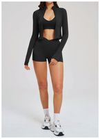 Nouvel ensemble de yoga 2 pièces pour femme 2026, grande taille, couleur unie, haut zippé à manches longues, taille haute, imperméable, réversible, respirant, extensible dans quatre directions