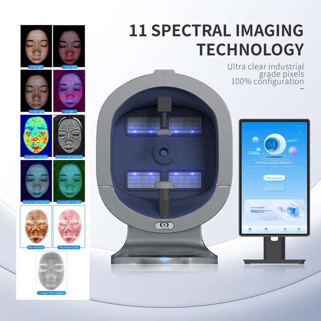 3D Magic Mirror Facial Skin Analyzer AI-Powered Acne Analysis Full Face Scanner Commercial Use 21.5" Display Multi-Plug