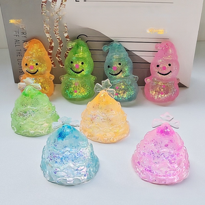 Hot Sale Christmas Tree Snowman Squishy Toy Maltose Transparent Glitter Slow Rising Stress Relief Sensory Fidget Party <b>Gift</b> - Product Image 2
