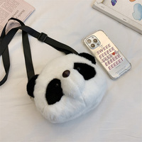 Sac à bandoulière en peluche courte super douce, anti-stress, motif chat mignon de dessin animé, style sac à dos, avec jouet poupée Panda, inspiré des machines à attraper les jouets