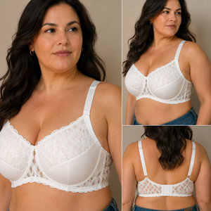 Soutien-gorge à armatures en satin lisse avec dentelle florale, confort quotidien - Product Image 5