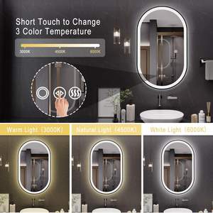 Espejo LED antiniebla con ajuste de temperatura de color, cambio entre luz blanca cálida y blanca fría - Product Image 3
