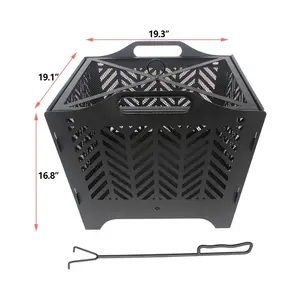 Op Maat Gemaakte 19Inch Camping Brazier Draagbare Outdoor Kampvuur Vuurkist Opvouwbare Flat Pack Tuin Brand Pits Met Bbq Grill Te Koop