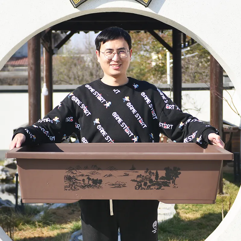 Bonsai Pot Plastic Grote Ongeglazuurde Planten Boompotten Rechthoekige Bloemenplanter Chinese Traditionele Buitentuin Plantenbakken