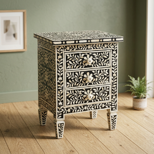 Camel Bone Inlay Extendable Modern Living Room <b>Chest</b> of Drawers 2 Drawers <b>Storage</b> Antique Wood Color Shaker Door 3-Year Warranty - Product Image 1