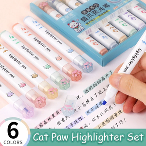 6 unids/set Kawaii gato pata estudiante dibujo escritura resaltador rotuladores Kawaii papelería útiles escolares - Product Image 4