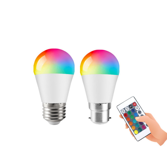 Global Bulb RGBW G45 6W E27 B22 Socket LED Colorful Lamp with Remote Control 85-265V IP20 LED Golf Bulb for Indoor Lighting