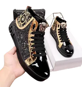 2022 Latest Famous Brand Low And High Top Printed Embroidery Medusa Men's Sneakers Trendy Men Luxury Design Casual Shoes