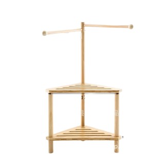 Huiheng Wooden Bathroom <b>Storage</b> Rack With Towel Bar And Shelf Natural Wood Color Moisture Proof For Shower And <b>Bath</b> Use - Product Image 2