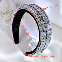 Serre-têtes de luxe en gros pour femmes, serre-têtes baroques en strass et éponge, accessoires de mode pour cheveux en cristal pour soirées dansantes
