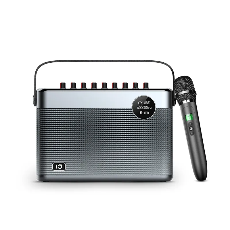 SHIDU 60W High Power Portable Rechargeable Home Hifi Bluetooth 5.0 Karaoke Speaker with UHF wireless microphone