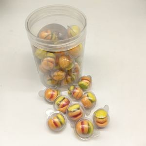 Vente en gros <span class=keywords><strong>Mini</strong></span> Gummies Sweet Macaron <span class=keywords><strong>Hamburger</strong></span> Jelly Soft Gummy Candy Fruité Aromatisé Emballé en Coquille de boule pour les fabricants - Product Image 2