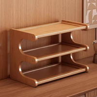 Étagère de rangement de bureau en bois à 2 niveaux, étagère de bureau minimaliste, étagère de table pour livres et fournitures de bureau, étagère de rangement fonctionnelle