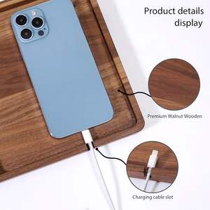 Organisateur de bureau à domicile en bois de noyer massif, plateau à bijoux, table de <span class=keywords><strong>chevet</strong></span>, boîte à accessoires en bois pour clés, téléphone, portefeuille, montre - Product Image 4