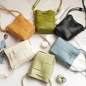 Nieuwe Mode Tassen Voor Dames Meisjes Geweven Pu Lederen Mobiele Telefoon Tas Schattige Kleine Crossbody Tas