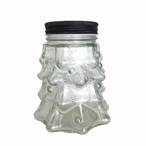 Thiết Kế Mới Kính Chai Nước Giải Khát Mùa Đông Christmastree Hình Dạng <span class=keywords><strong>Mason</strong></span> <span class=keywords><strong>Jar</strong></span> Màu Xanh Lá Cây Lon Mạ Với Tin Lidand Nhựa Rơm - Product Image 4