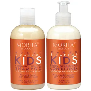 Private Label Mango & Carrot baby kids Extra-Nourishing Shampoo and Conditioner Orange Blossom Extract Dry Delicate Hair