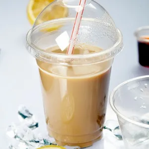 पीएलए प्लास्टिक के कप पीएलए Biodedgrable कप ढक्कन के साथ कॉफी पीने कप