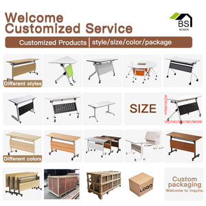 Đồ nội thất thương mại đơn giản bàn học Trắng phân vùng đồ nội thất văn phòng hiệu quả di chuyển cuộc họp Bàn hội nghị có thể gập lại - Product Image 2