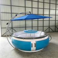 Bateau de loisirs électrique circulaire multifonction avec barbecue, table de mahjong, bateau donut pour divertissements aquatiques