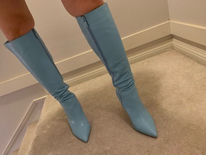 Wholesale 2023 New Design Western Pointed Toe Microfiber Leather High Heels Knee-High Winter Women's Long <b>Boots</b> - Product Image 6
