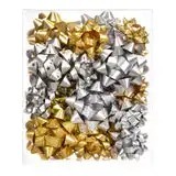 Gold Silver Metallic Polyester Grosgrain Gift Bows with Glitter Printed Finish Custom Printed Double Face for Gift Packaging - Product Image 5