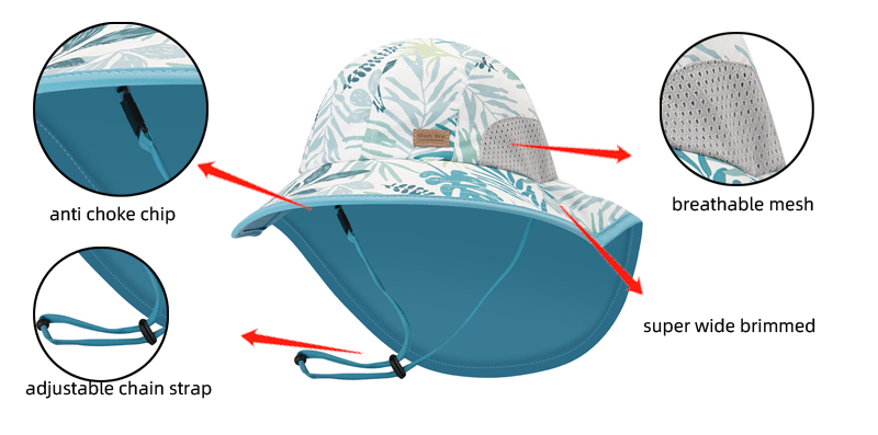 Kaavie Baby Sun Hat Adjustable Toddler Swim Beach Pool Hat Kids UPF 50+ Wide Brim Hat