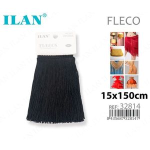 Ilan Flecosh Frange in poliestere nero 15x150 cm per artigianato e decorazioni - Product Image 1