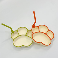 Nouvelle assiette en silicone OEM/ODM avec ventouse intégrée en forme de patte de chat, assiette à repas pour bébé avec compartiments