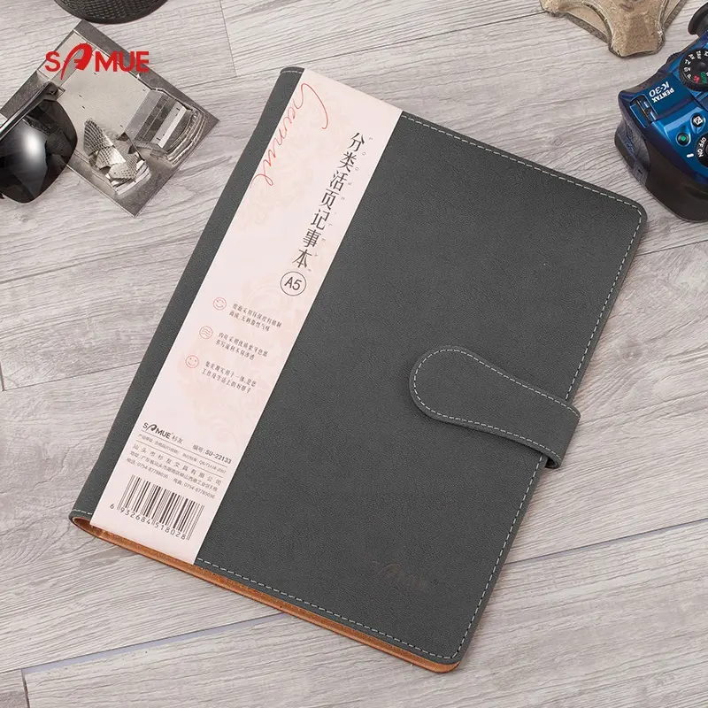 Pu Cover 6 Ring Losse Blad Logo Custom Print Notebook Note Book A5