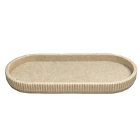Plateau en résine nervuré pour salle de bain, plateau ovale pour coiffeuse, plateau de rangement pour comptoir, plateau décoratif pour articles de toilette, plateau pour parfums et bougies