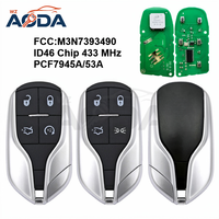 Llave Inteligente para Vehículo con Chip ID46 de 4 Botones y 433 MHz, Llaves Remotas para Automóvil Maserati FCC M3N7393490