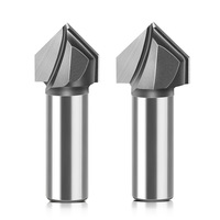 6mm et 1/4 "tige ronde 90 ° V Type routeur Bit 2 foret de rainurage et de coupe couramment utilisé sur la machine de gravure routeur Cutter
