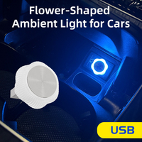 Lampe LED d'ambiance intérieure sans fil en forme de fleur à sept couleurs pour voiture, mini-lampe USB très vendue