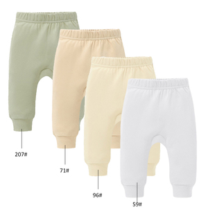 工場直販価格 ソフトで快適な無地オーガニックコットンベビーパンツ 普段着 ベビーパンツ 男の子 女の子用 - Product Image 3