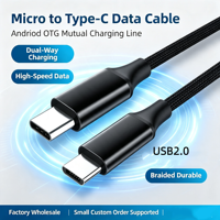 Cable OTG de Doble Vía Tipo C a Micro USB, USB2.0 480Mbps 20W, Cable de Carga y Datos Trenzado, Longitud Personalizada con Logotipo para Dispositivos Android