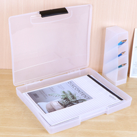 SUNSHING-Organizador de papel de plástico de gran capacidad para documentos A4, caja protectora de archivos, estuche protector de escritorio, suministros de oficina, soporte con asa