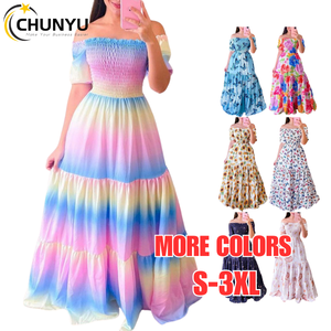 S-3XL printemps/été <span class=keywords><strong>robe</strong></span> épaules dénudées fleur fragmentée mode épaules dénudées longue <span class=keywords><strong>robe</strong></span> imprimée - Product Image 1