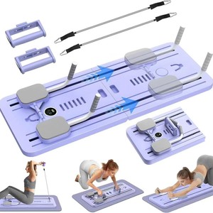 6-en-1 Planche de Pilates Réformateur en Fer <span class=keywords><strong>Pliable</strong></span>, Durable <span class=keywords><strong>et</strong></span> Réglable, avec Minuteur <span class=keywords><strong>et</strong></span> Rouleau d'Exercice Abdominal, Légère, pour Usage Domestique - Product Image 1