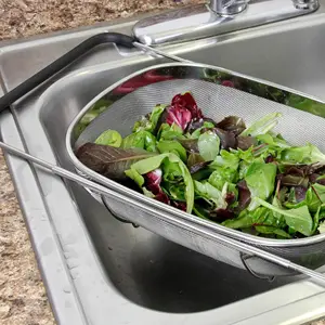 Stainless Steel Fine Mesh Expandable Fruit Vegetables Strainer Over The Sink Colander