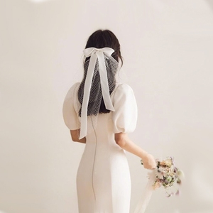 Xinmeiji V664 fábrica al por mayor estilo bosque Retro, lazo de cinta blanco súper etéreo, velo de <span class=keywords><strong>novia</strong></span> Popular para registro de matrimonio - Product Image 1