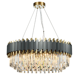 Lustre moderne pour hall d'hôtel, luminaire en cristal rond et rectangulaire, lampe suspendue pour salle à manger, éclairage domestique - Product Image 5