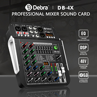 Debra Professional BT 4-Channel DB-4X Contrôleur DJ pour Podcast, Console de Mixage Audio Stéréo Webcaster, Voix Réglable 80Hz-12kHz