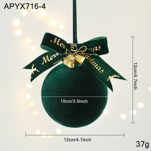 Boules de Noël en velours plastique en gros, décorations de luxe rouges et vertes, pommes de pin, baies, flocons scintillants, ruban joyeux pour arbre - Product Image 3