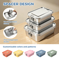 Isolierte Edelstahl-Lunchbox mit Clipverschluss-Deckel, 2 Fächer, Wiederverwendbar, BPA-frei, Thermische Bento-Box für Kinder, Büro und Camping