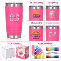 Thermos à café réutilisable en acier inoxydable à double paroi isolé sous vide de 20 oz avec logo personnalisé, fileté Unik, avec couvercle pour les voyages